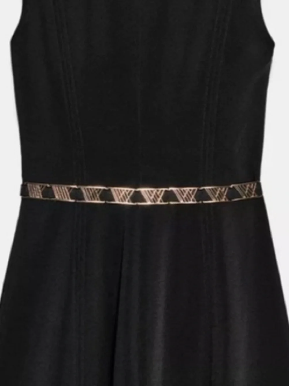 Zara brand new Metallic Accent Thin Women's Belt - Black and Gold